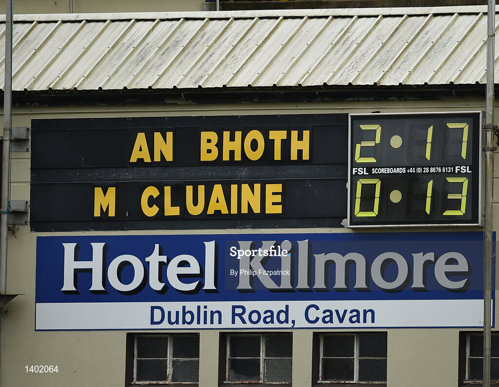 15 October 2017; A general view of the scoreboard, after the Monaghan County Senior Football Championship Final match between Magheracloone and Scotstown at St Tiernach's Park in Monaghan. Photo by Philip Fitzpatrick/Sportsfile