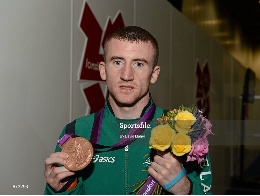 11 August 2012; Team Ireland's Paddy Barnes, men's light fly 49kg, celebrates with his Olympic bronze medal. London 2012 Olympic Games, Boxing, South Arena 2, ExCeL Arena, Royal Victoria Dock, London, England. Picture credit: David Maher / SPORTSFILE
