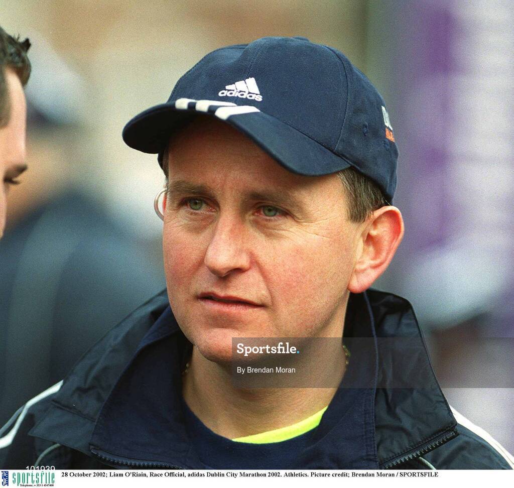 28 October 2002; Liam O'Riain, Race Official, adidas Dublin City Marathon 2002. Athletics. Picture credit; Brendan Moran / SPORTSFILE