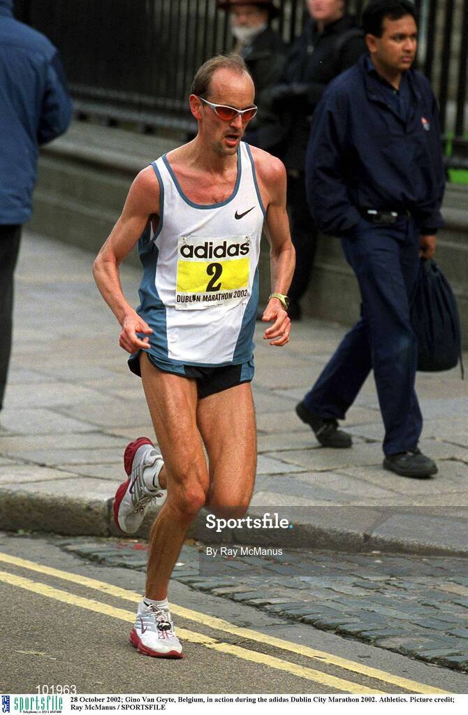 28 October 2002; Gino Van Geyte, Belgium, in action during the adidas Dublin City Marathon 2002. Athletics. Picture credit; Ray McManus / SPORTSFILE