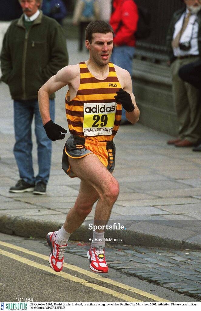 28 October 2002; David Brady, Ireland, in action during the adidas Dublin City Marathon 2002. Athletics. Picture credit; Ray McManus / SPORTSFILE