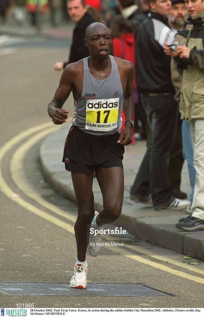28 October 2002; Paul Tirop Yator, Kenya, in action during the adidas Dublin City Marathon 2002. Athletics. Picture credit; Ray McManus / SPORTSFILE