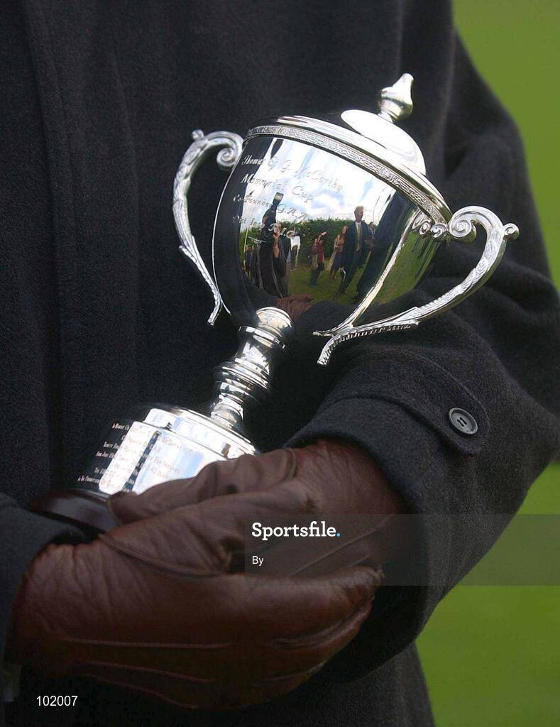 30 October 2002; The McCarthy Cup, presented to the winners of a representative Gaelic Football match between An Garda Siochana and the Police Service of Northern Ireland at the Westmanstown Sports Centre, Westmanstown, Co. Dublin. Picture credit; Brendan Moran / SPORTSFILE *EDI*