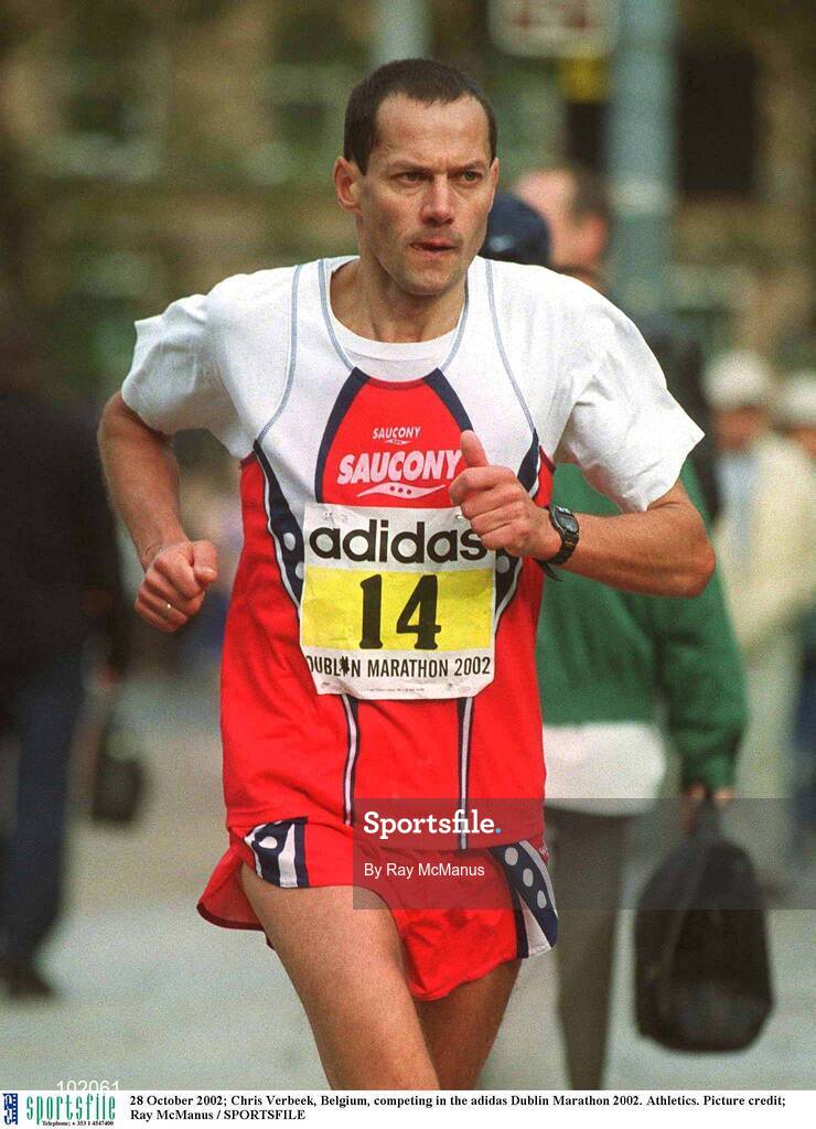 28 October 2002; Chris Verbeek, Belgium, competing in the adidas Dublin Marathon 2002. Athletics. Picture credit; Ray McManus / SPORTSFILE
