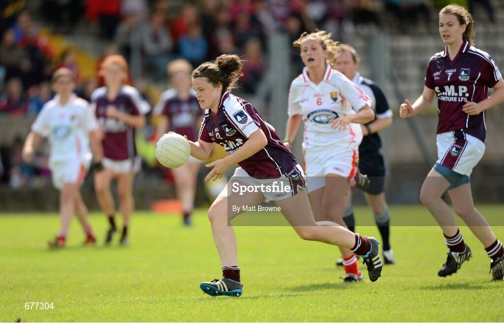 25 August 2012; Ciara Burke, Galway, in action against Cork. All Ireland U16 ‘A’ Championship Final, Cork v Galway, MacDonagh Park, Nenagh, Co. Tipperary. Picture credit: Matt Browne / SPORTSFILE