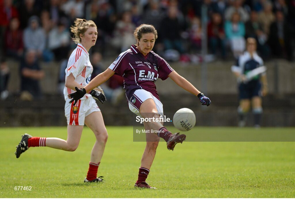 25 August 2012; Megan Heneghan, Galway, in action against Cork. All Ireland U16 ‘A’ Championship Final, Cork v Galway, MacDonagh Park, Nenagh, Co. Tipperary. Picture credit: Matt Browne / SPORTSFILE