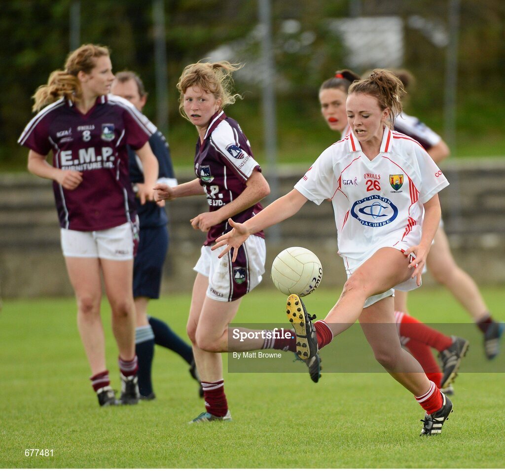 25 August 2012; Beatrice Casey, Cork, in action against  Galway. All Ireland U16 ‘A’ Championship Final, Cork v Galway, MacDonagh Park, Nenagh, Co. Tipperary. Picture credit: Matt Browne / SPORTSFILE