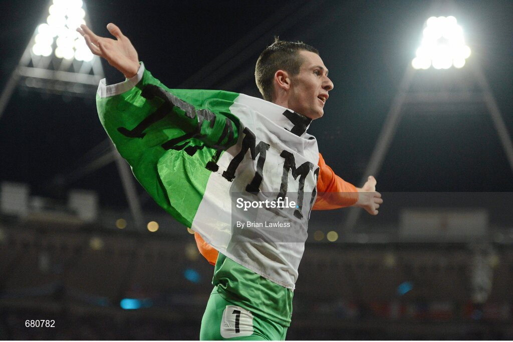 3 September 2012; Ireland's Michael McKillop, from Newtownabbey, Co. Antrim, celebrates after winning the men's 1500m - T37 final in a time of 4.08:11. London 2012 Paralympic Games, Athletics, Olympic Stadium, Olympic Park, Stratford, London, England. Picture credit: Brian Lawless / SPORTSFILE