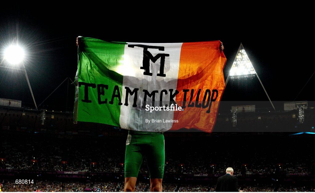 3 September 2012; Ireland's Michael McKillop, from Newtownabbey, Co. Antrim, celebrates after winning the men's 1500m - T37 final in a time of 4.08:11. London 2012 Paralympic Games, Athletics, Olympic Stadium, Olympic Park, Stratford, London, England. Picture credit: Brian Lawless / SPORTSFILE