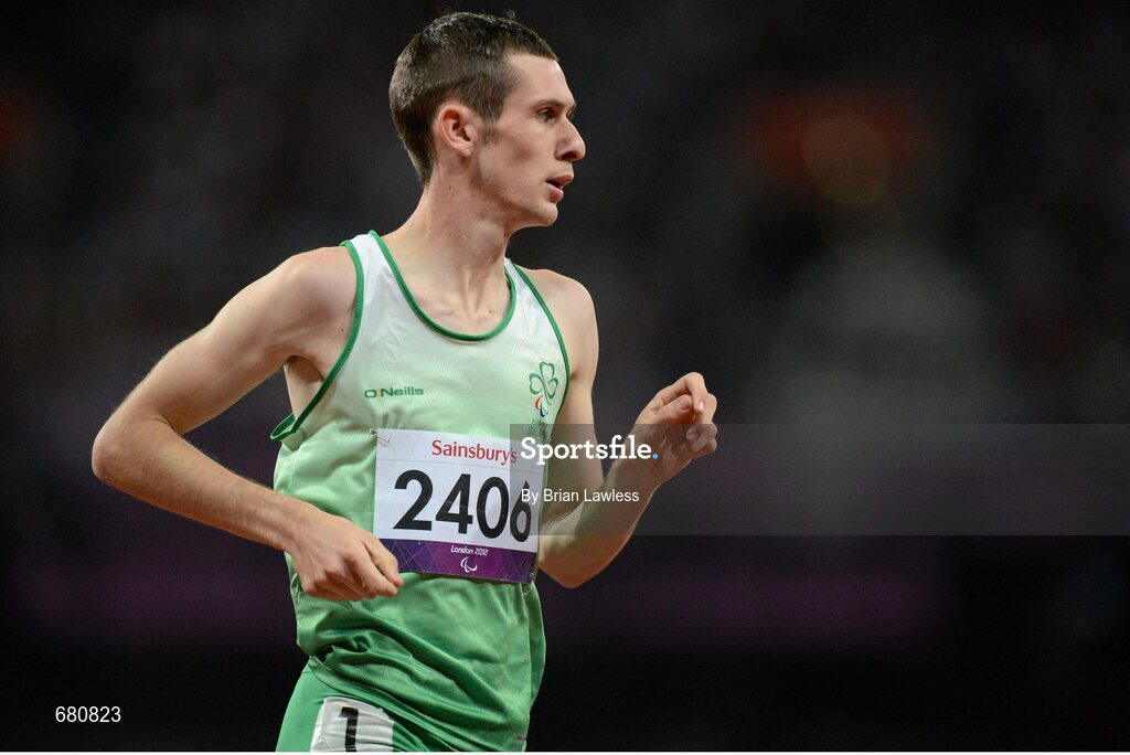 3 September 2012; Ireland's Michael McKillop, from Newtownabbey, Co. Antrim, leads the field on his way to winning the men's 1500m - T37 final in a time of 4.08:11. London 2012 Paralympic Games, Athletics, Olympic Stadium, Olympic Park, Stratford, London, England. Picture credit: Brian Lawless / SPORTSFILE