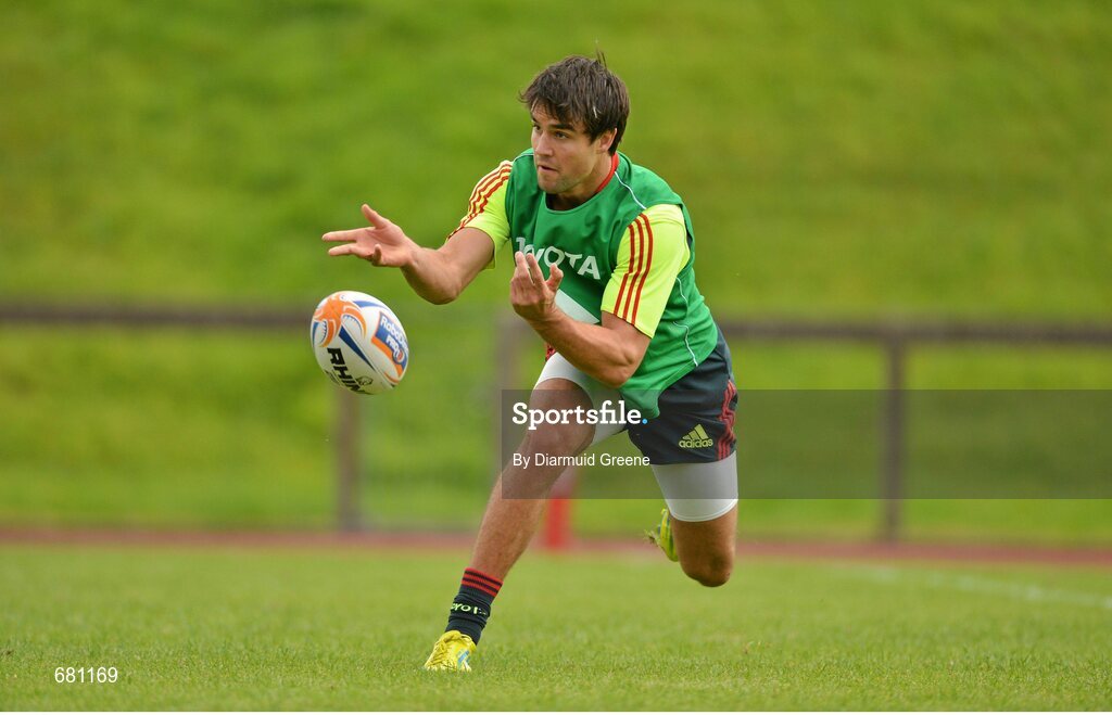 5 September 2012; Munster's Conor Murray in action during squad training ahead of their Celtic League, Round 2, match against Benetton Treviso on Friday. Munster Rugby Squad Training, University of Limerick, Limerick. Picture credit: Diarmuid Greene / SPORTSFILE