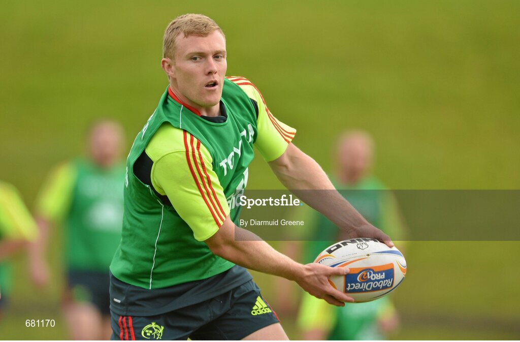 5 September 2012; Munster's Keith Earls in action during squad training ahead of their Celtic League, Round 2, match against Benetton Treviso on Friday. Munster Rugby Squad Training, University of Limerick, Limerick. Picture credit: Diarmuid Greene / SPORTSFILE