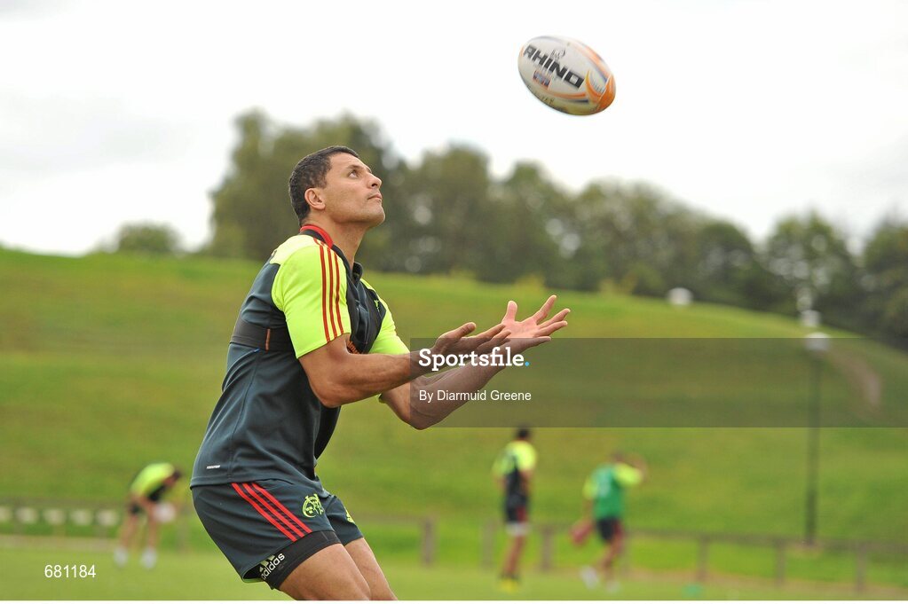 5 September 2012; Munster's Doug Howlett in action during squad training ahead of their Celtic League, Round 2, match against Benetton Treviso on Friday. Munster Rugby Squad Training, University of Limerick, Limerick. Picture credit: Diarmuid Greene / SPORTSFILE