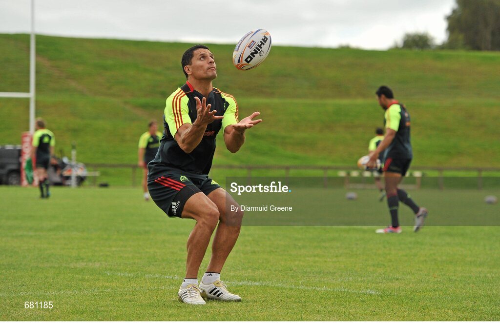 5 September 2012; Munster's Doug Howlett in action during squad training ahead of their Celtic League, Round 2, match against Benetton Treviso on Friday. Munster Rugby Squad Training, University of Limerick, Limerick. Picture credit: Diarmuid Greene / SPORTSFILE