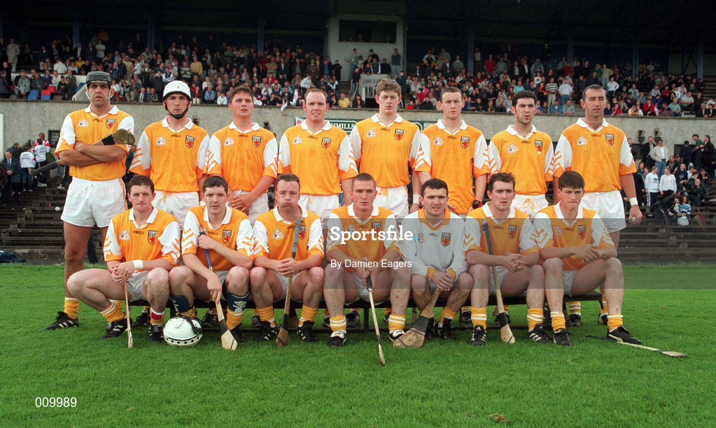 21 June 1998; The Antrim team ahead of the Guinness Ulster Senior Hurling Championship semi-final replay match between Antrim and London at Casement Park in Belfast. Photo by Damien Eagers/Sportsfile