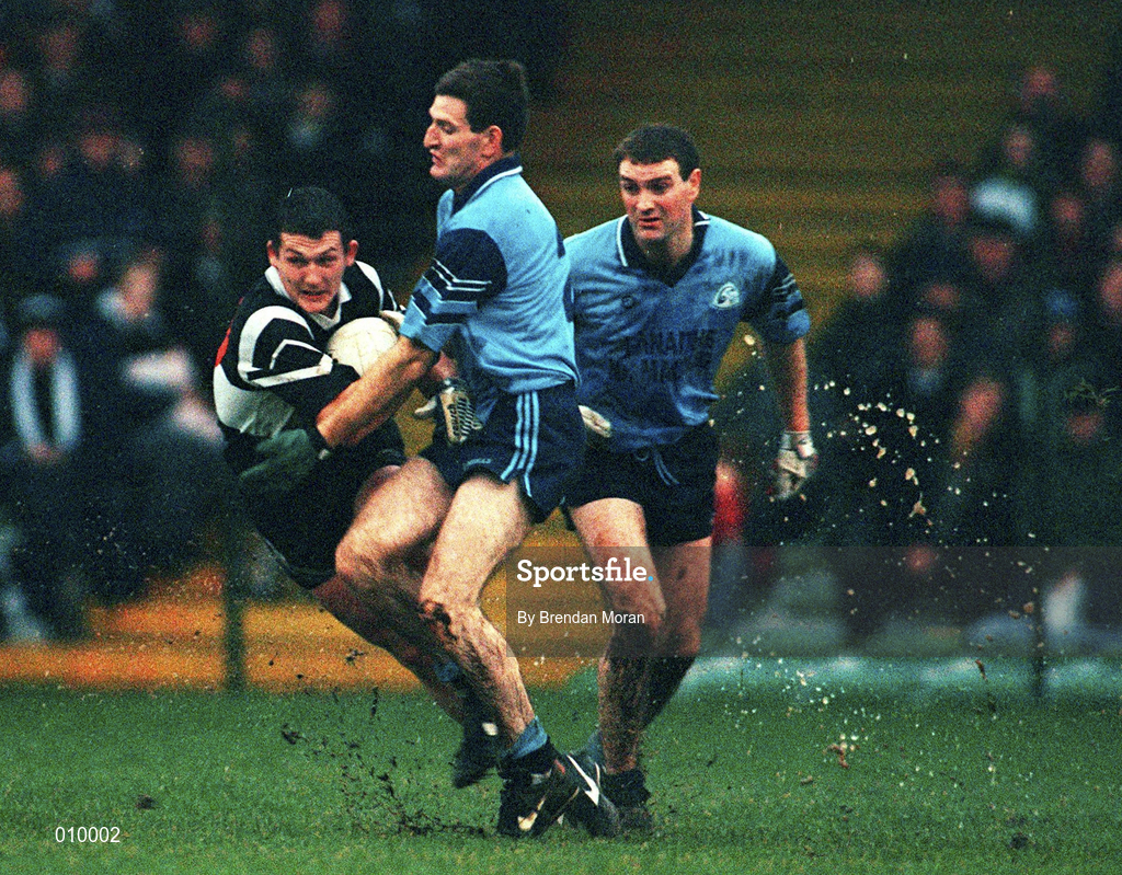 13 December 1998; Brendan Lynch of Doonbeg in action against John McGrath of Moyle Rovers during the AIB Munster Senior Club Football Championship Final between Doonbeg and Moyle Rovers at the Gaelic Grounds in Limerick. Photo by Brendan Moran/Sportsfile