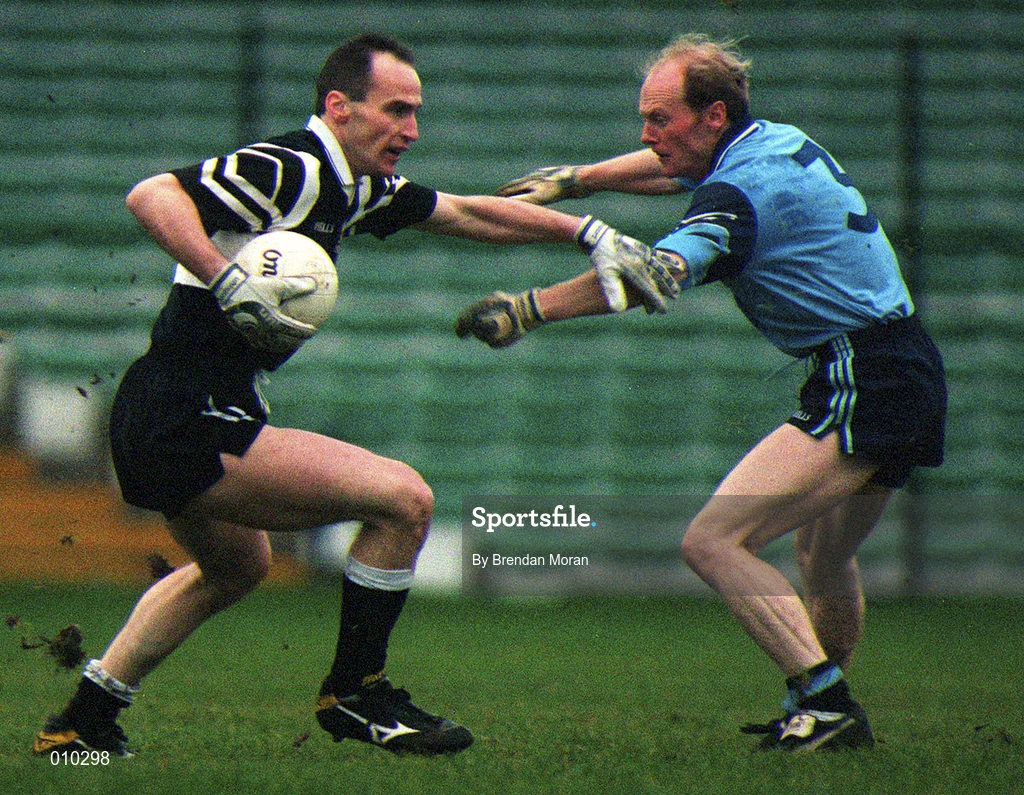 13 December 1998; Francis McInerney of Doonbeg in action against Liam Cronin of Moyle Rovers during the AIB Munster Senior Club Football Championship Final between Doonbeg and Moyle Rovers at the Gaelic Grounds in Limerick. Photo by Brendan Moran/Sportsfile
