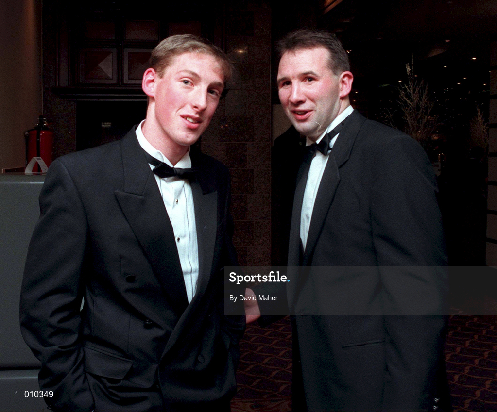 5 December 1997; Meath footballer Trevor Giles, left, and Kildare footballer Glenn Ryan at the Eircell GAA All Stars at the Burlington Hotel in Ballsbridge, Dublin. Photo by David Maher/Sportsfile