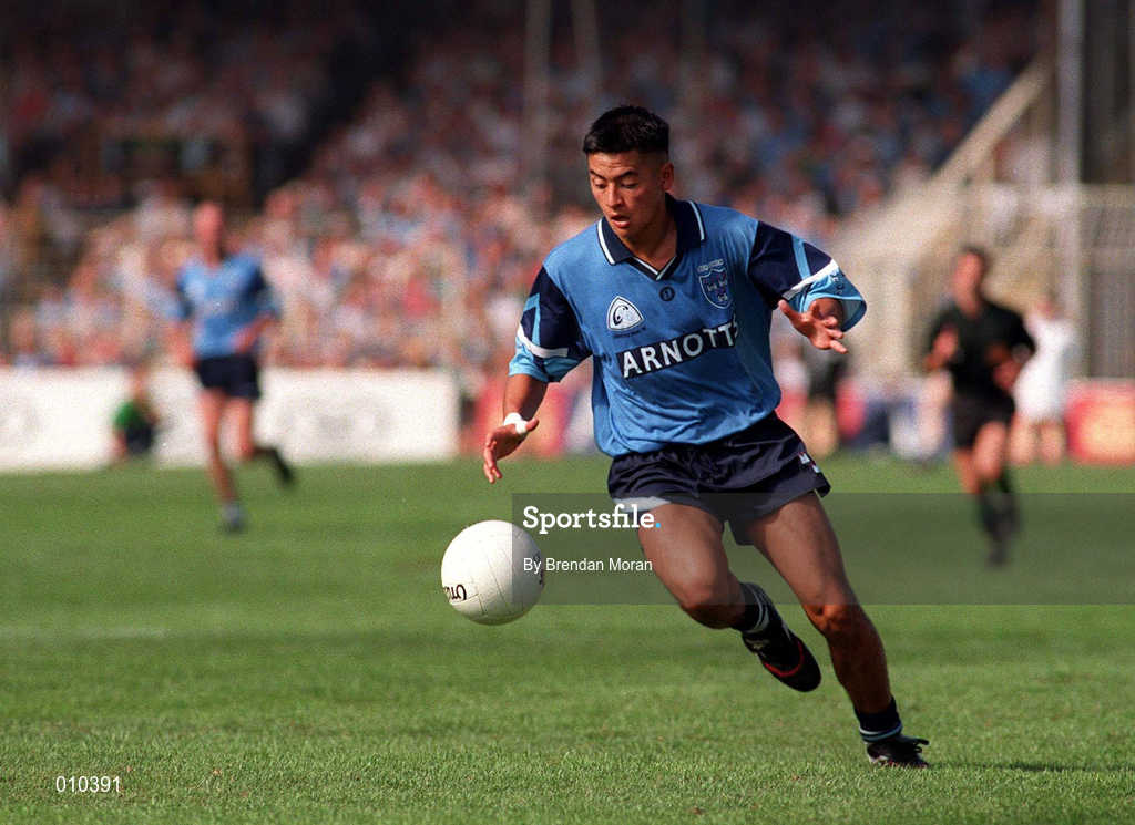 30 July 1995; Jason Sherlock of Dublin during the Bank of Ireland Leinster Senior Football Championship Final match between Dublin and Meath at Croke Park in Dublin. Photo by Brendan Moran/Sportsfile