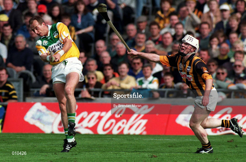 13 September 1998; Joe Dooley of Offaly in action against Tom Hickey of Kilkennny during the Guinness All-Ireland Senior Hurling Championship Final match between Offaly and Kilkenny at Croke Park in Dublin. Photo by Brendan Moran/Sportsfile