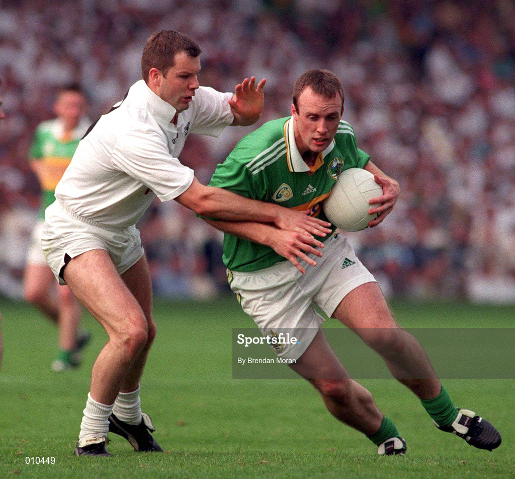 30 August 1998; John Crowley of Kerry in action against Ronan Quinn of Kildare during the All-Ireland Senior Football Championship Semi-Final match between Kildare and Kerry at Croke Park in Dublin. Photo by Brendan Moran/Sportsfile