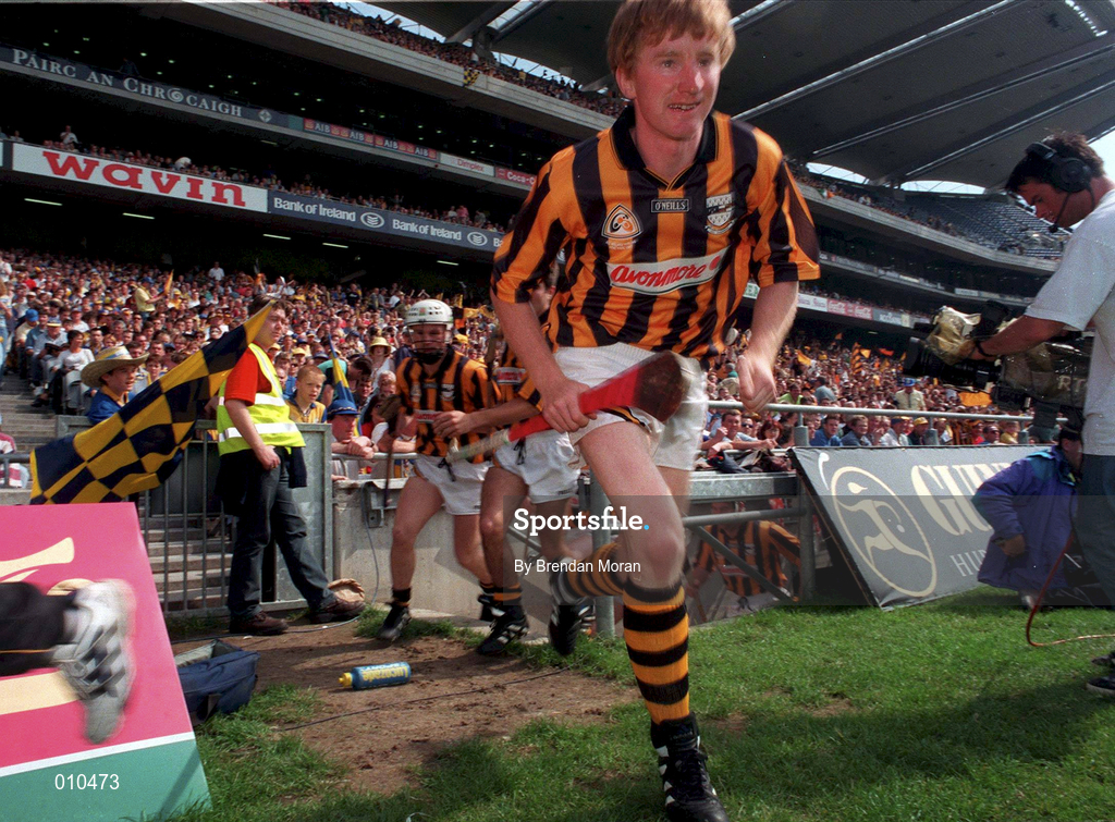10 August 1997; John Power of Kilkenny runs onto the pitch ahead of the Guinness All-Ireland Senior Hurling Championship semi-final match between Clare and Kilkenny at Croke Park in Dublin. Photo by Brendan Moran/Sportsfile