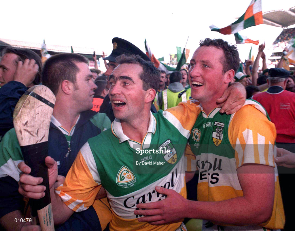 13 September 1998; Johnny Dooley, left, and John Ryan of Offaly celebrate after the Guinness All-Ireland Senior Hurling Championship Final match between Offaly and Kilkenny at Croke Park in Dublin. Photo by David Maher/Sportsfile