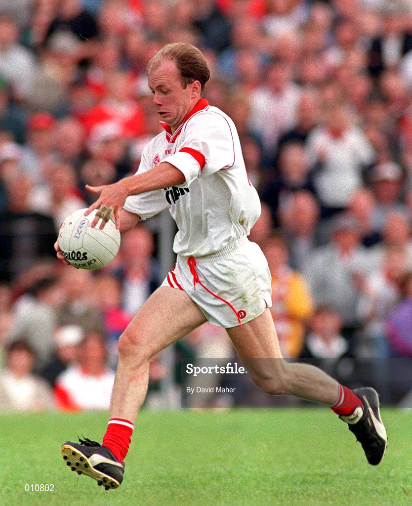 30 June 1996; Peter Canavan of Tyrone during the Bank of Ireland Ulster Senior Football Championship Semi-Final match between Tyrone and Derry at St. Tiernach's Park in Clones, Monaghan. Photo by David Maher/Sportsfile