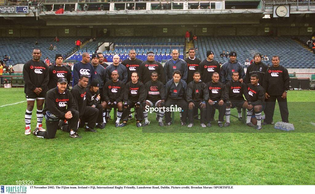 17 November 2002; The Fijian team. Ireland v Fiji, International Rugby Friendly, Lansdowne Road, Dublin. Picture credit; Brendan Moran / SPORTSFILE