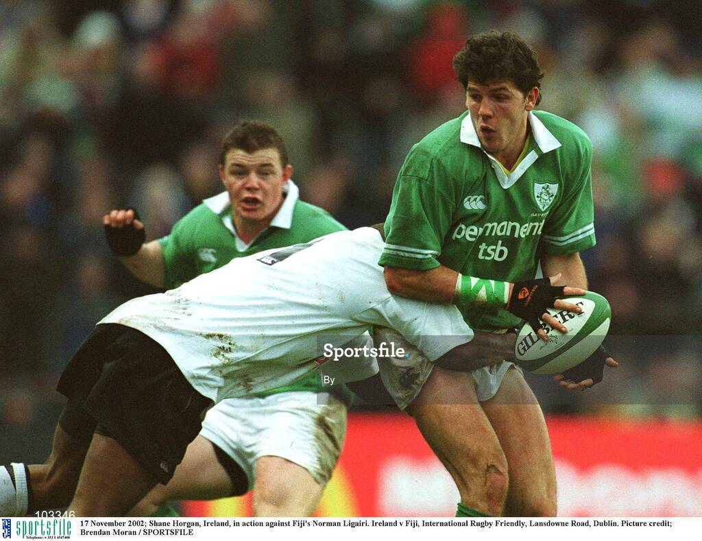 17 November 2002; Shane Horgan, Ireland, in action against Fiji's Norman Ligairi. Ireland v Fiji, International Rugby Friendly, Lansdowne Road, Dublin. Picture credit; Brendan Moran / SPORTSFILE