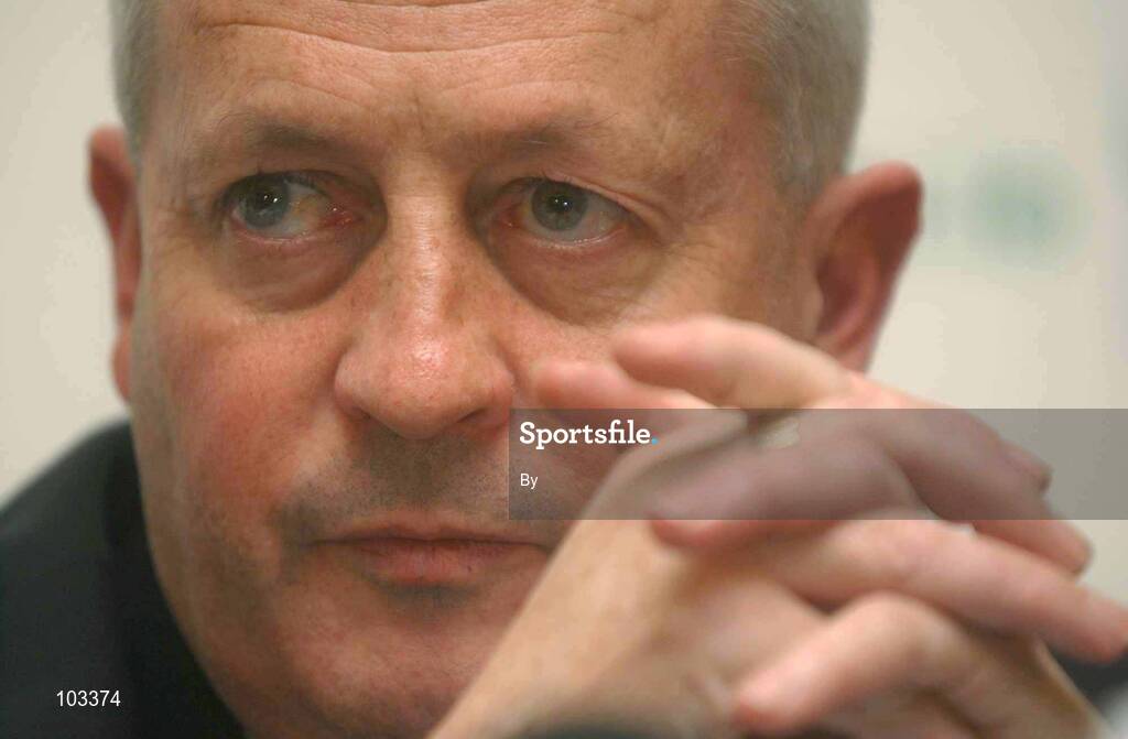 12 November 2002; Brendan Menton, FAI Chief Executive, pictured during a press conference at the Burlington Hotel, Dublin, where he announced his resignation. Soccer. Picture credit; Damien Eagers / SPORTSFILE *EDI*