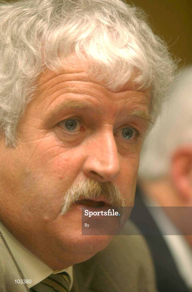 12 November 2002; Milo Corcoran, President of the FAI pictured at the Burlington Hotel, Dublin, where the Genesis report was published on the FAI. Soccer. Picture credit; Damien Eagers / SPORTSFILE *EDI*