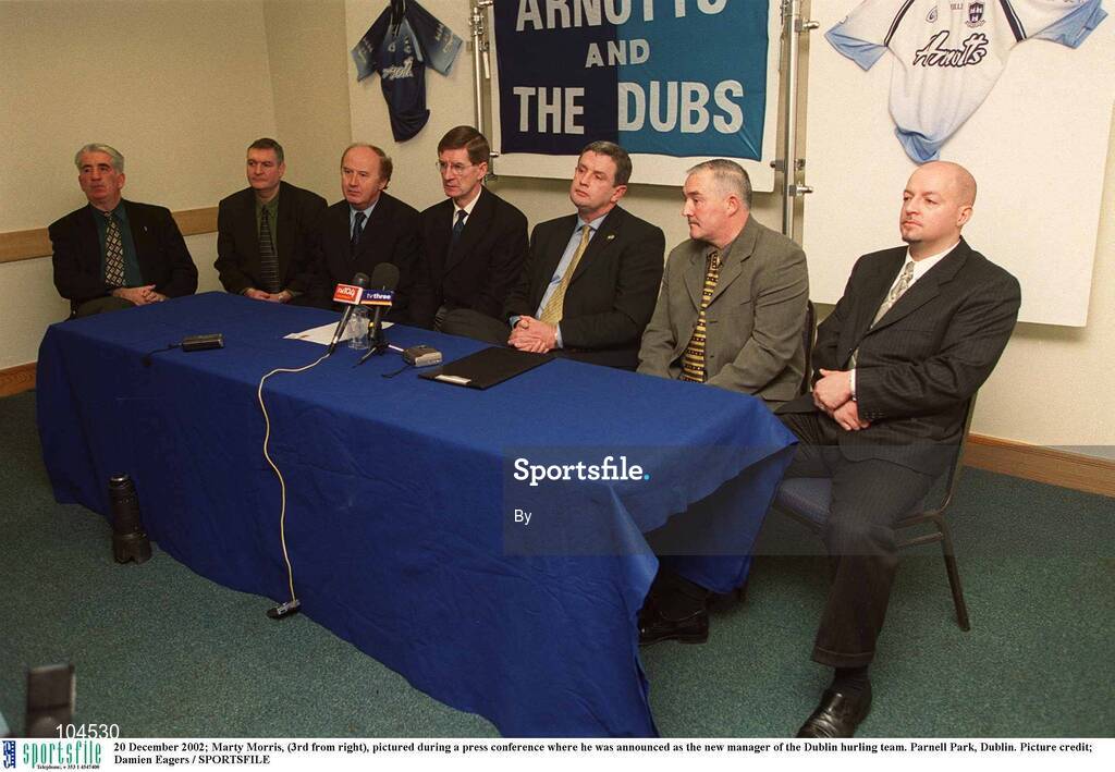20 December 2002; Marty Morris, (3rd from right), pictured during a press conference where he was announced as the new manager of the Dublin hurling team. Parnell Park, Dublin. Picture credit; Damien Eagers / SPORTSFILE