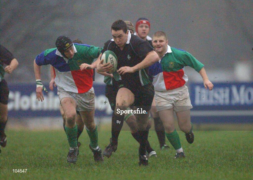 21 December 2002; Niall Ronan, Ireland, goes past the Irish Colleges defence. Ireland U-21 v Irish Colleges, Blackrock Rugby Club, Stradbrook Road, Dublin. Picture credit; Matt Browne / SPORTSFILE *EDI*