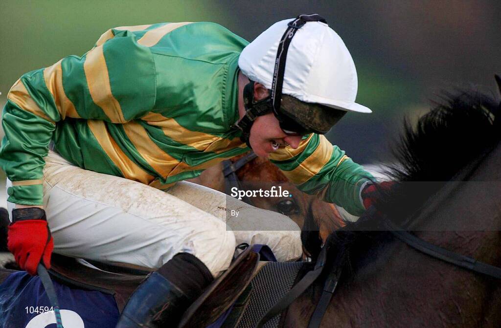 26 December 2002; Barry Geraghty, on board Le Coudray, races on after the last on their their way to win The Denny Gold Medal Novice Steeplechase, Leopardstown Racecourse, Foxrock, Co. Dublin. Horse racing. Picture credit; Ray McManus / SPORTSFILE *EDI*