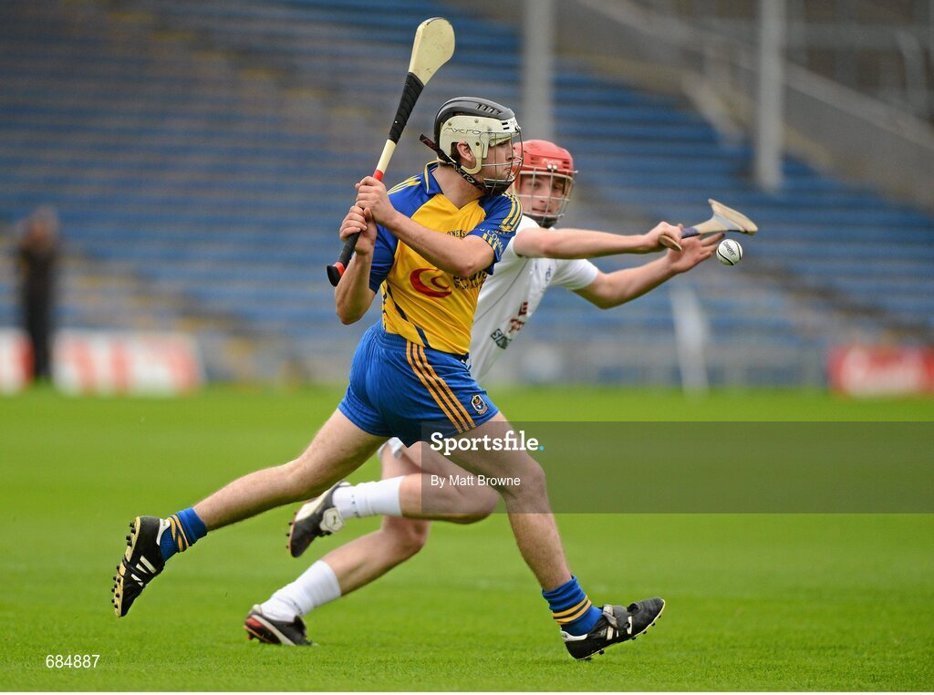 15 September 2012; Darren Fallon, Roscommon, in action against Mark Delaney, Kildare. Bord Gáis Energy GAA Hurling Under 21 All-Ireland 'B' Championship Final, Kildare v Roscommon, Semple Stadium, Thurles, Co. Tipperary. Picture credit: Matt Browne / SPORTSFILE