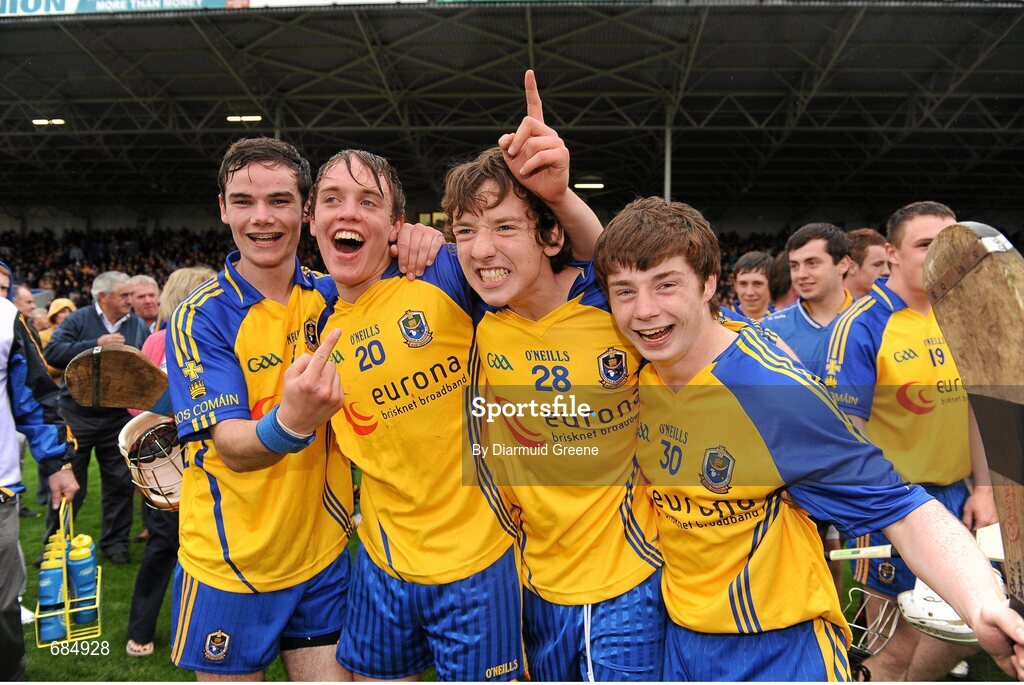 15 September 2012; Roscommon players celebrate after victory over Kildare. Bord Gáis Energy GAA Hurling Under 21 All-Ireland 'B' Championship Final, Kildare v Roscommon, Semple Stadium, Thurles, Co. Tipperary. Picture credit: Diarmuid Greene / SPORTSFILE