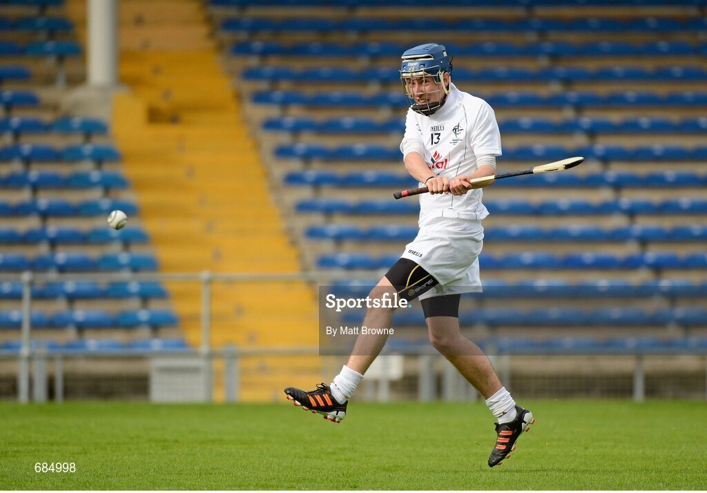 15 September 2012; Conor O'Hehir, Kildare, shoots to score his side's goal. Bord Gáis Energy GAA Hurling Under 21 All-Ireland 'B' Championship Final, Kildare v Roscommon, Semple Stadium, Thurles, Co. Tipperary. Picture credit: Matt Browne / SPORTSFILE