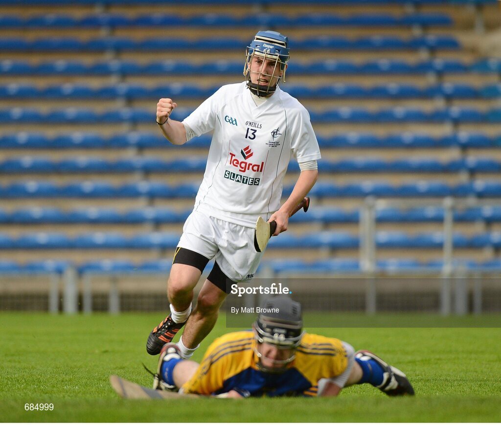 15 September 2012; Conor O'Hehir, Kildare, celebrates after scoring his side's goal. Bord Gáis Energy GAA Hurling Under 21 All-Ireland 'B' Championship Final, Kildare v Roscommon, Semple Stadium, Thurles, Co. Tipperary. Picture credit: Matt Browne / SPORTSFILE