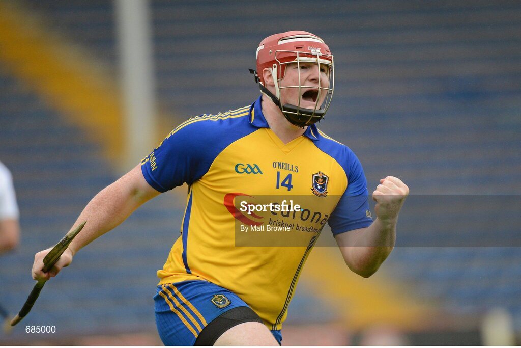 15 September 2012; Naos Connaughton, Roscommon, celebrates after scoring his side's goal. Bord Gáis Energy GAA Hurling Under 21 All-Ireland 'B' Championship Final, Kildare v Roscommon, Semple Stadium, Thurles, Co. Tipperary. Picture credit: Matt Browne / SPORTSFILE
