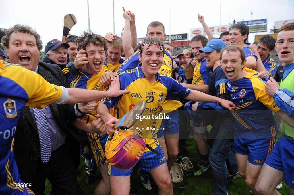 15 September 2012; Roscommon's Cillian Egan, centre, celebrates with his team-mates after the game. Bord Gáis Energy GAA Hurling Under 21 All-Ireland 'B' Championship Final, Kildare v Roscommon, Semple Stadium, Thurles, Co. Tipperary. Picture credit: Matt Browne / SPORTSFILE