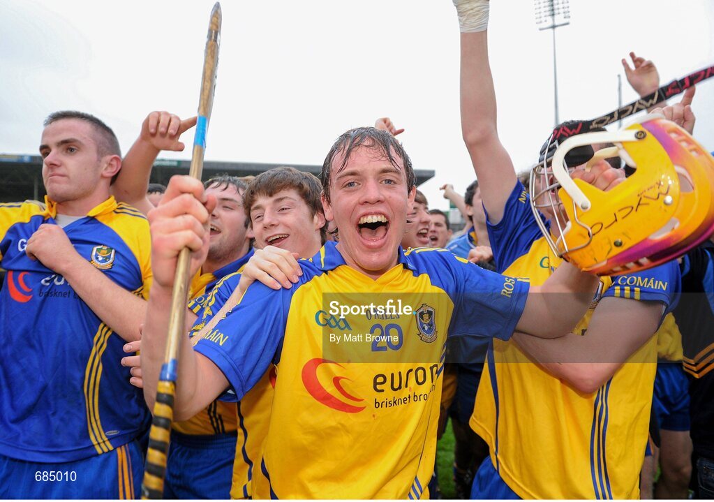 15 September 2012; Roscommon's Cillian Egan, centre, celebrates with his team-mates after the game. Bord Gáis Energy GAA Hurling Under 21 All-Ireland 'B' Championship Final, Kildare v Roscommon, Semple Stadium, Thurles, Co. Tipperary. Picture credit: Matt Browne / SPORTSFILE