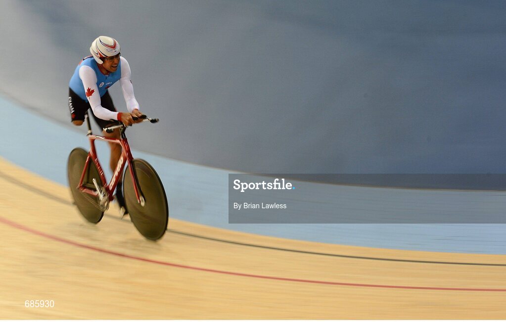 30 August 2012; Canada's Arnold Boldt warms up. London 2012 Paralympic Games, Cycling, Velodrome, Olympic Park, Stratford, London, England. Picture credit: Brian Lawless / SPORTSFILE
