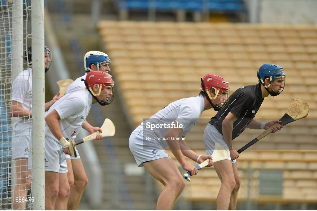15 September 2012; Kildare goalkeeper Cormac Gallagher and team-mates defend a free. Bord Gáis Energy GAA Hurling Under 21 All-Ireland 'B' Championship Final, Kildare v Roscommon, Semple Stadium, Thurles, Co. Tipperary. Picture credit: Diarmuid Greene / SPORTSFILE