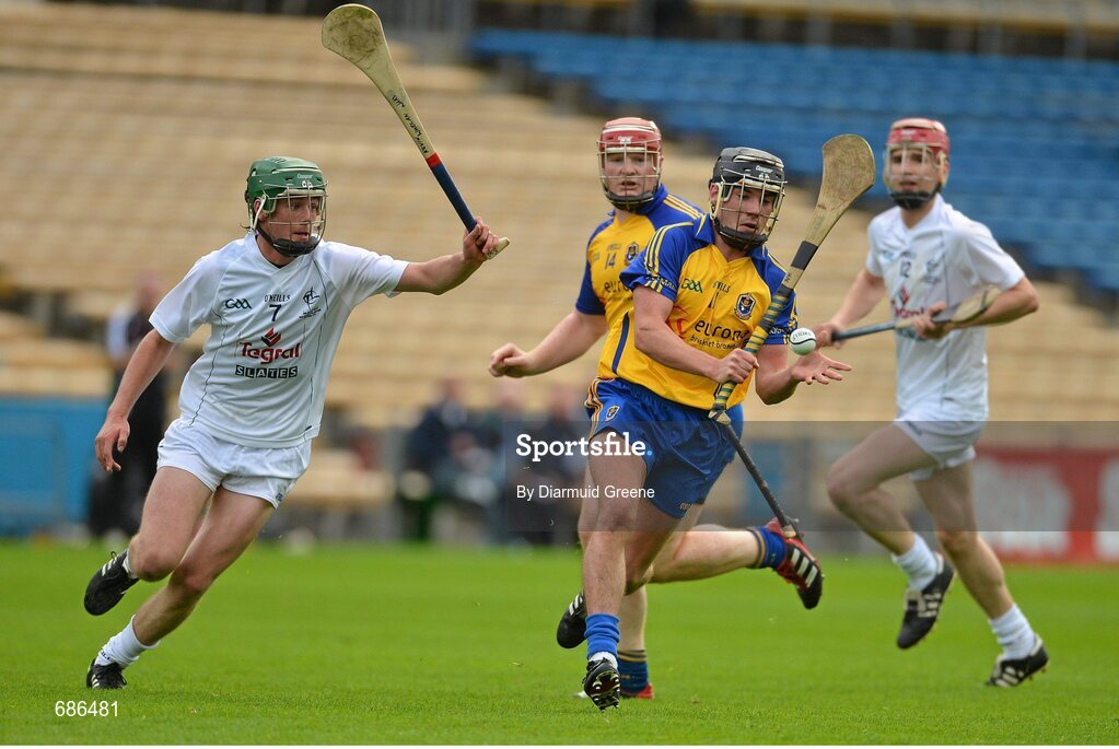 15 September 2012; Niall Kilroy, Roscommon, in action against Kevin Whelan, Kildare. Bord Gáis Energy GAA Hurling Under 21 All-Ireland 'B' Championship Final, Kildare v Roscommon, Semple Stadium, Thurles, Co. Tipperary. Picture credit: Diarmuid Greene / SPORTSFILE