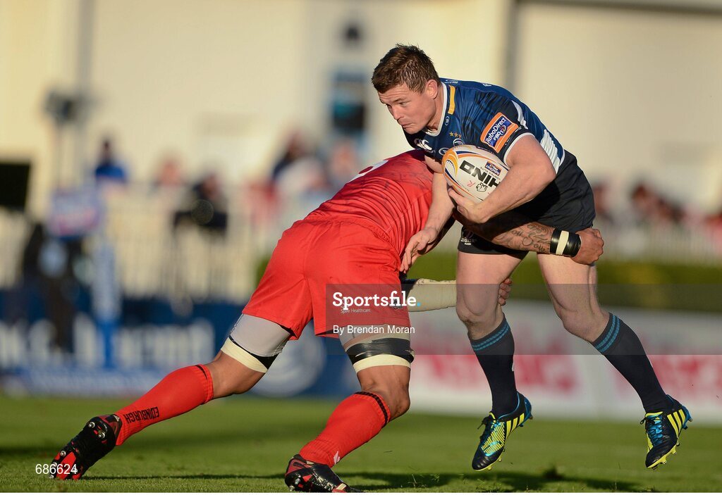 22 September 2012; Brian O'Driscoll, Leinster, is tackled by Netani Talei, Edinburgh. Celtic League 2012/13, Round 4, Leinster v Edinburgh, RDS, Ballsbridge, Dublin. Picture credit: Brendan Moran / SPORTSFILE