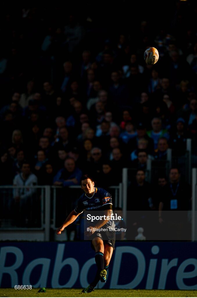 22 September 2012; Jonathan Sexton, Leinster, kicks a conversion. Celtic League 2012/13, Round 4, Leinster v Edinburgh, RDS, Ballsbridge, Dublin. Picture credit: Stephen McCarthy / SPORTSFILE