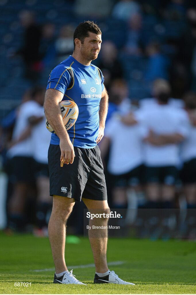 22 September 2012; Rob Kearney, Leinster, looks on at the warm-up before the game. Celtic League 2012/13, Round 4, Leinster v Edinburgh, RDS, Ballsbridge, Dublin. Picture credit: Brendan Moran / SPORTSFILE