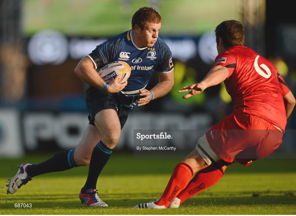 22 September 2012; Sean Cronin, Leinster, in action against Stuart McInally, Edinburgh. Celtic League 2012/13, Round 4, Leinster v Edinburgh, RDS, Ballsbridge, Dublin. Picture credit: Stephen McCarthy / SPORTSFILE