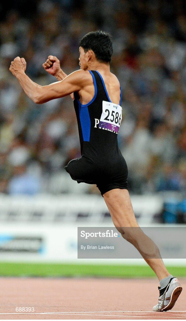 3 September 2012; Andy Avellana, Phillipines, in action during the Men's High Jump - F42. London 2012 Paralympic Games, Athletics, Olympic Stadium, Olympic Park, Stratford, London, England. Picture credit: Brian Lawless / SPORTSFILE